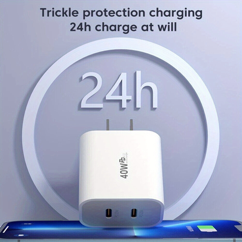 40W PD USB C Fast Charger Cube Type C Cable For iPhone 17 16 15 14 13 12 11 Lot