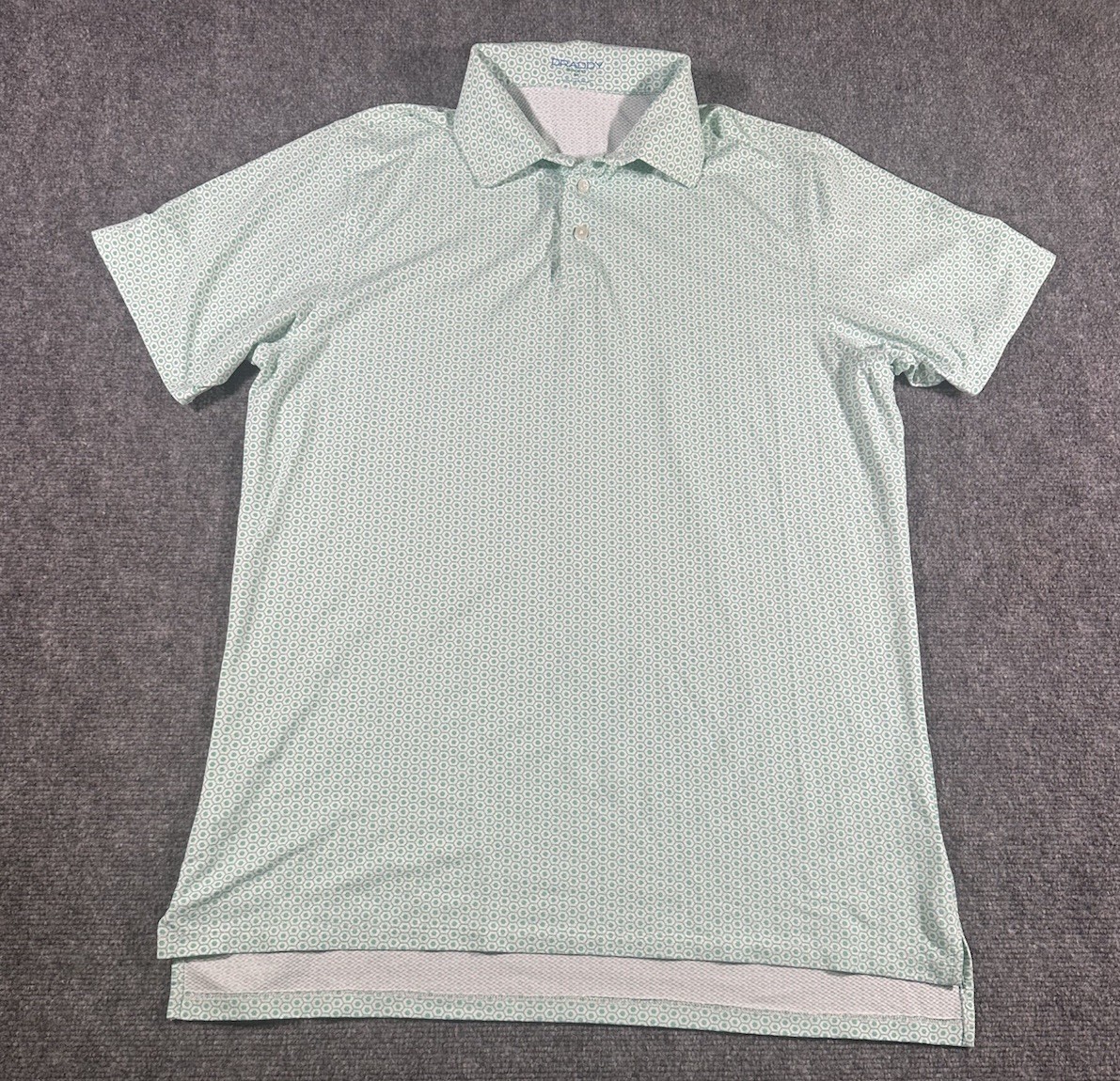 B Draddy Sport Men’s M Polo Shirt Green Geometric Nylon Stretch Golf