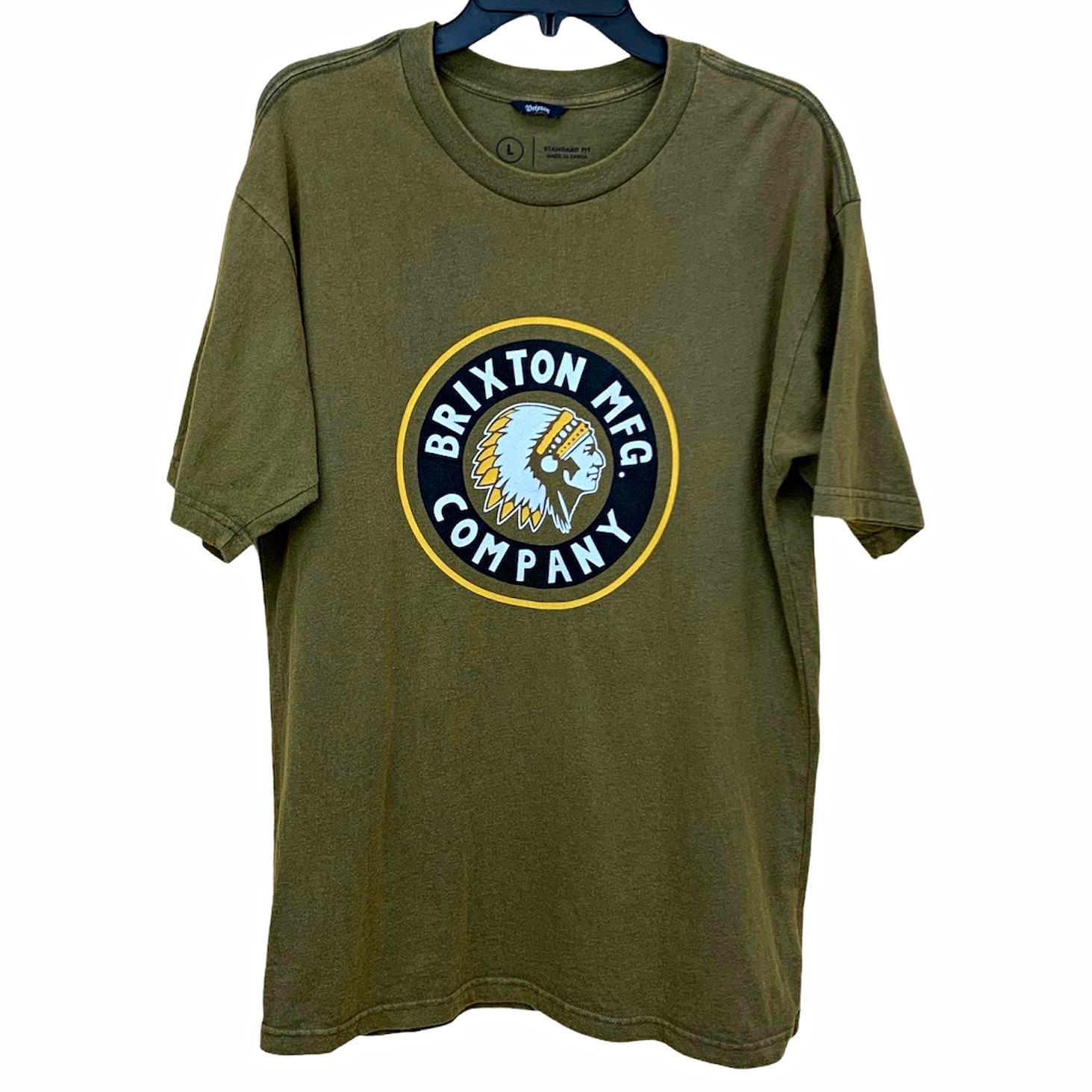 Brixton Men\'s L Green Graphic Logo Crew Neck Short Sleeve Regular Fit Tee