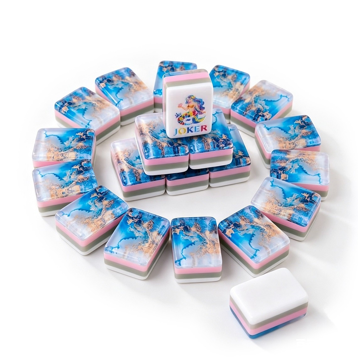 Ocean Themed American Mahjong Game Set, 160 Engraved Acrylic Tiles,9273