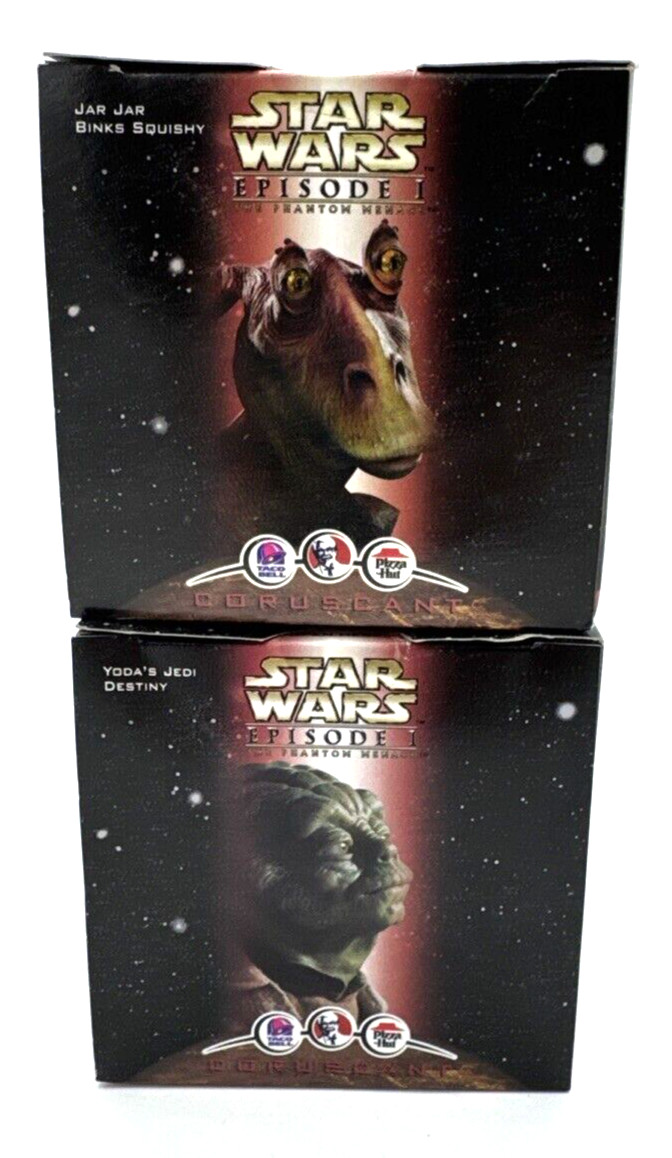 2 VTG Episode 1 Toys Jar Jar Binks Squishy & Yoda's Jedi Destiny Star Wars KFC