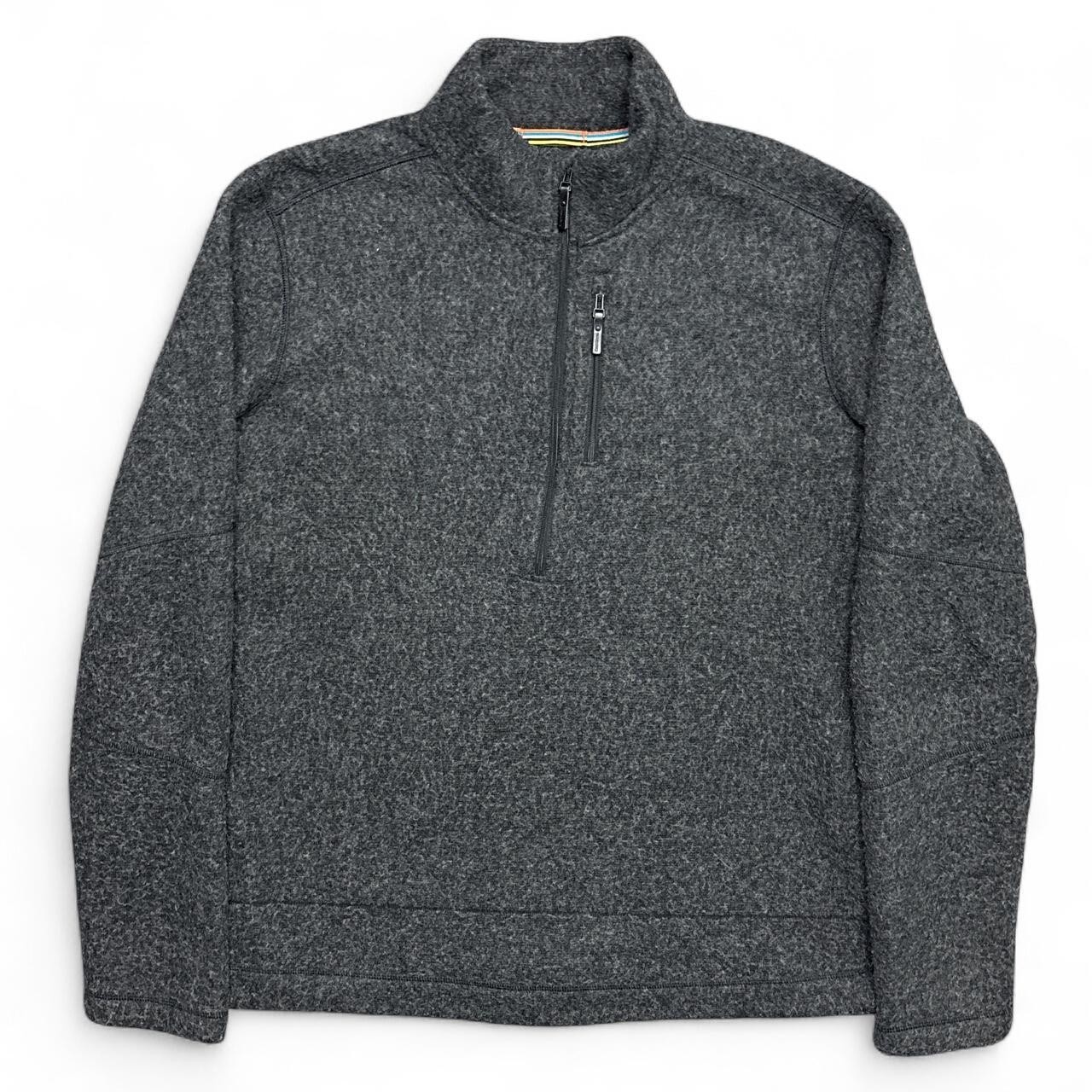 Smartwool Sweater Mens Large Hudson Trail Fleece Half Zip Gray Merino Wool Hike