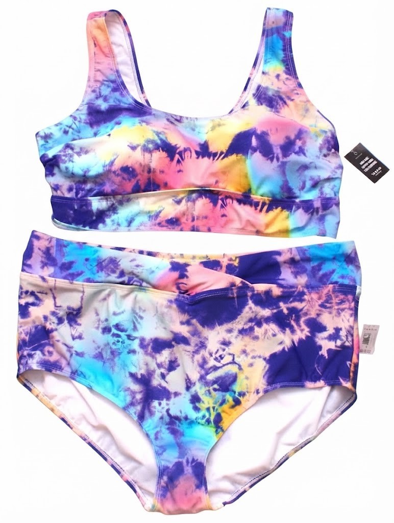 Torrid 2-Piece Bikini, Colorful Watercolor Print, Size 2 (Plus 2X), NEW