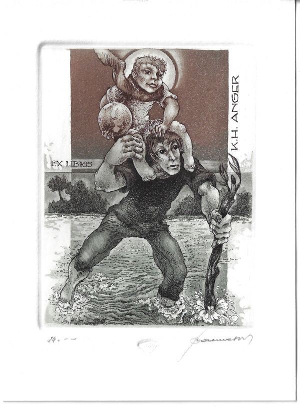 HEDWIG PAUWELS: Exlibris für K. H. Anger, St. Christophorus