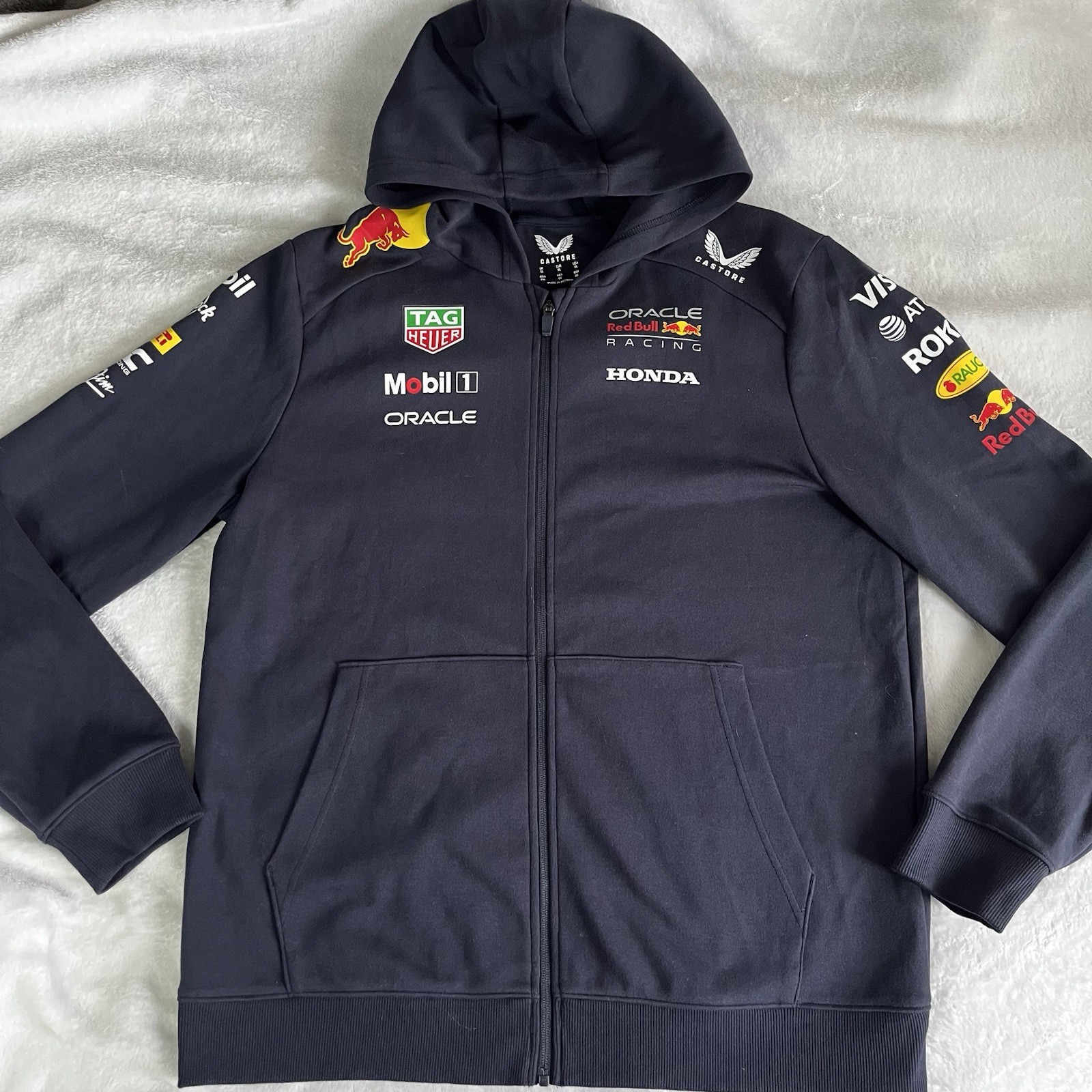 NWOT Castore Oracle Red Bull Racing Honda F1 Full Zip Hoodie Blue Size XL