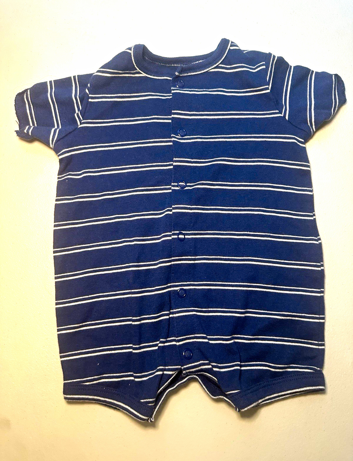 Carter's Baby Striped Romper One-Piece Short Sleeve Crew Neck Button 0-3M
