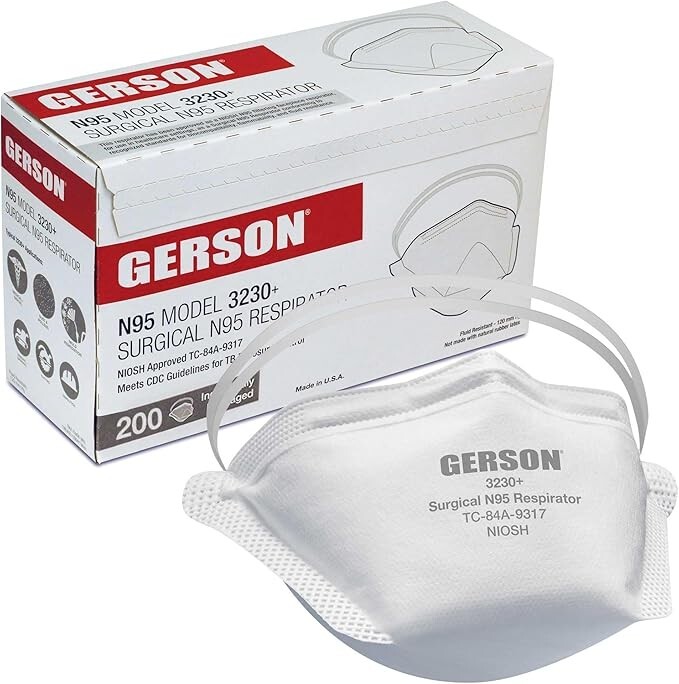 Gerson 3230+ N95 Disposable Surgical Respirator Case of 200