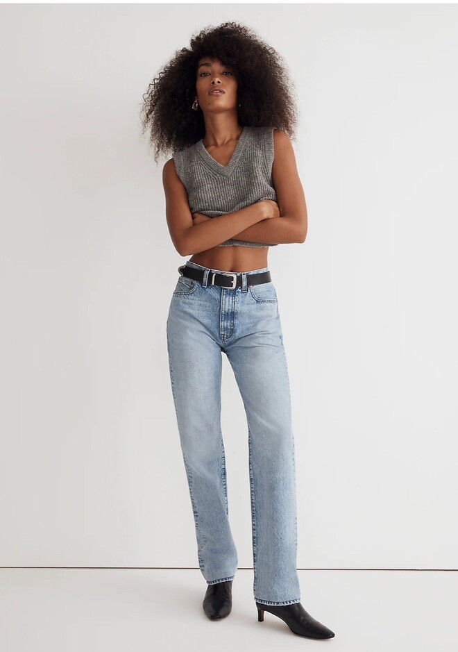 Madewell The 90s Straight Leg Jeans Blue Mercer Light Wash Women’s 23 Tall NWT