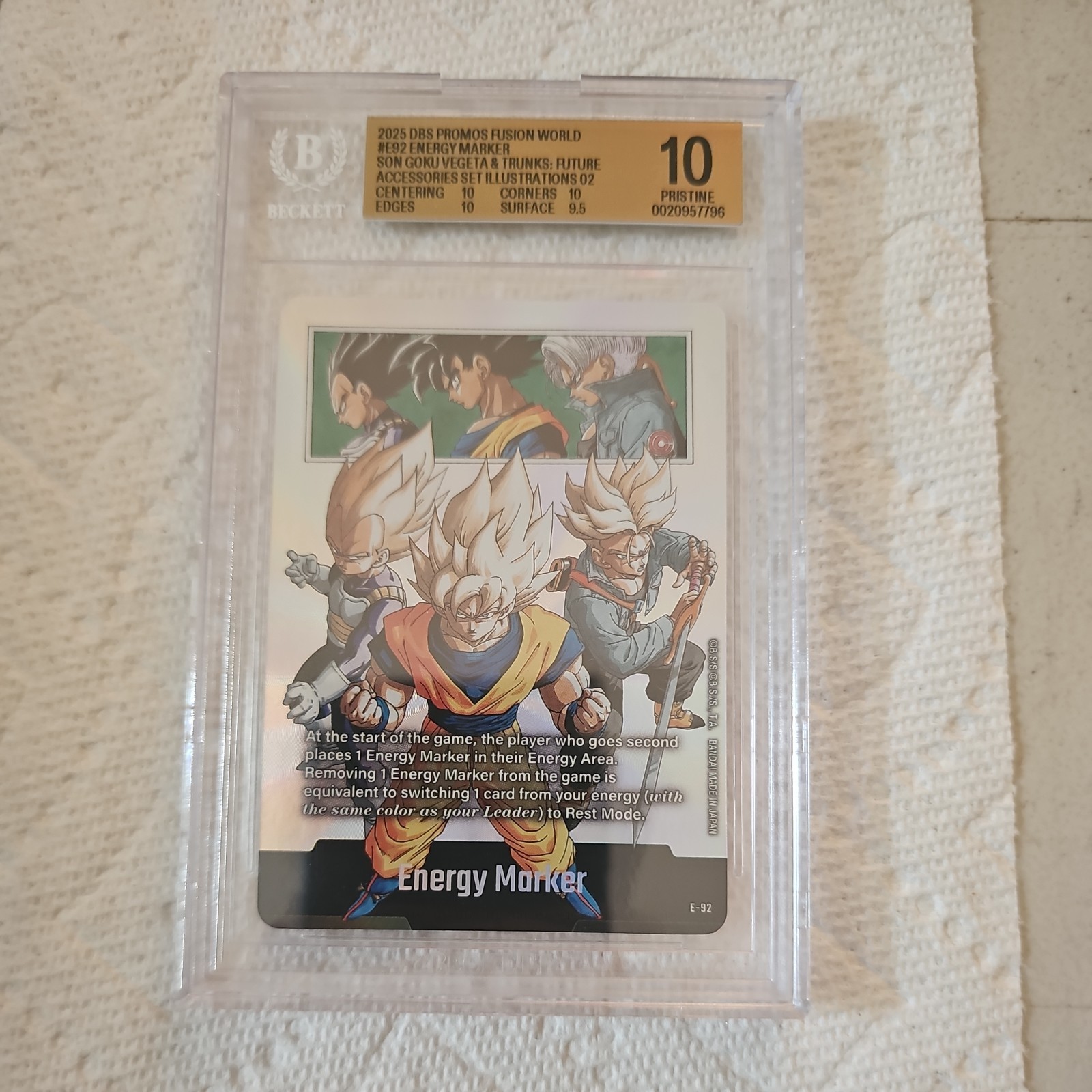 Dragon Ball Fusion World E-92 Energy Marker Son Goku Trunks Vegeta Manga BGS 10 Dragon Ball Fusion World E-92 Energy Marker Son Goku Trunks Vegeta Manga BGS 10