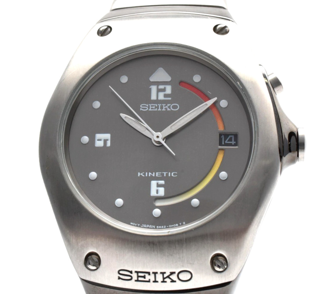[NEAR MINT] SEIKO Kinetic Arctura 5M42-0E30 Grey Dial Vintage Men\'s Watch 36ｍｍ