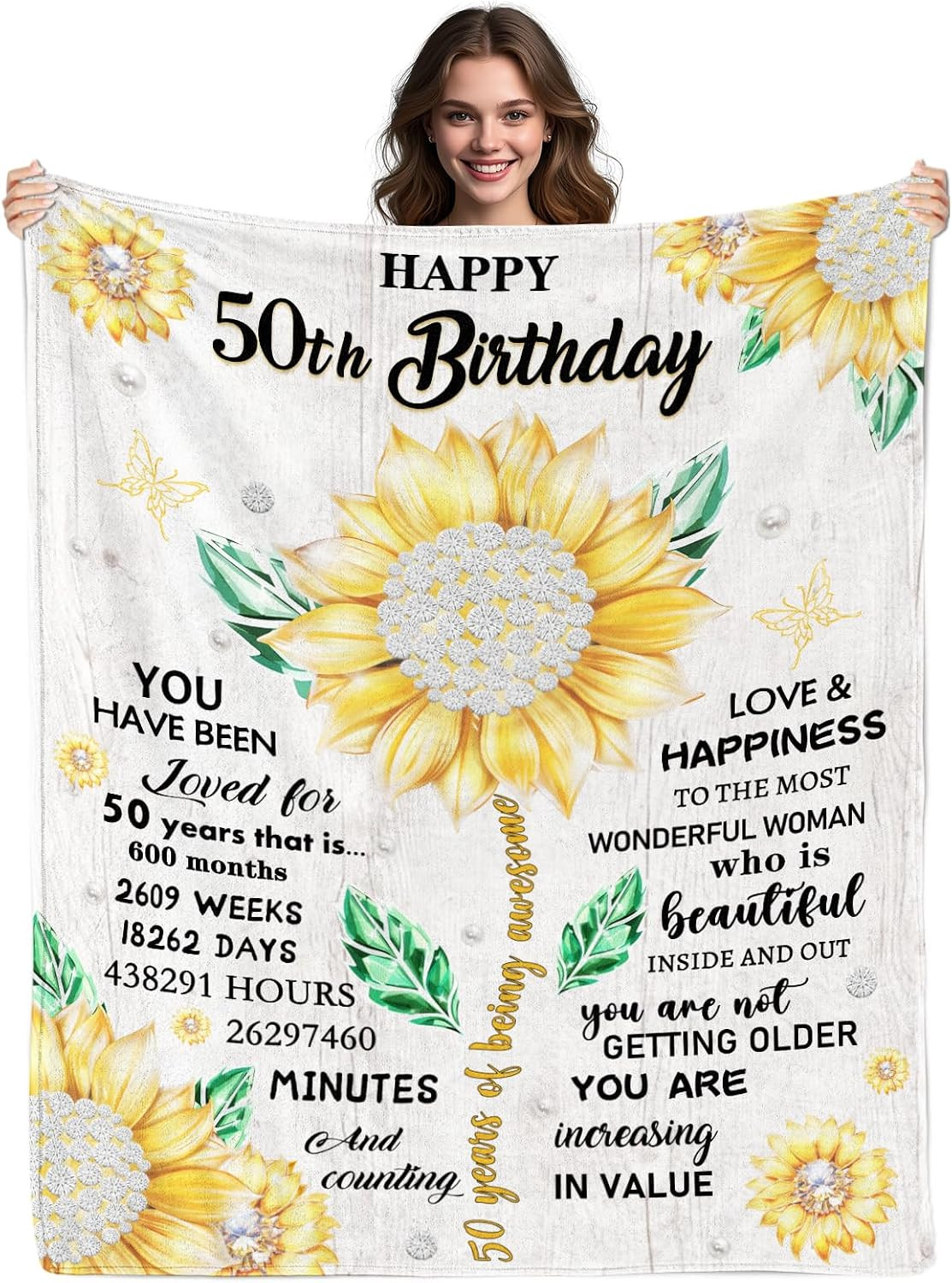 50Th Birthday Gifts for Women, 50Th Birthday Blanket Gift Ideas for Her, Gift fo