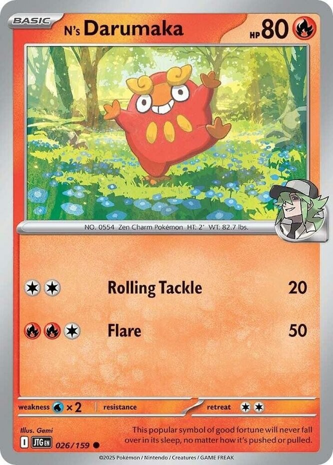 N\'s Darumaka - 026/159 - Common (Lp) Journey Together - Fire Pokémon