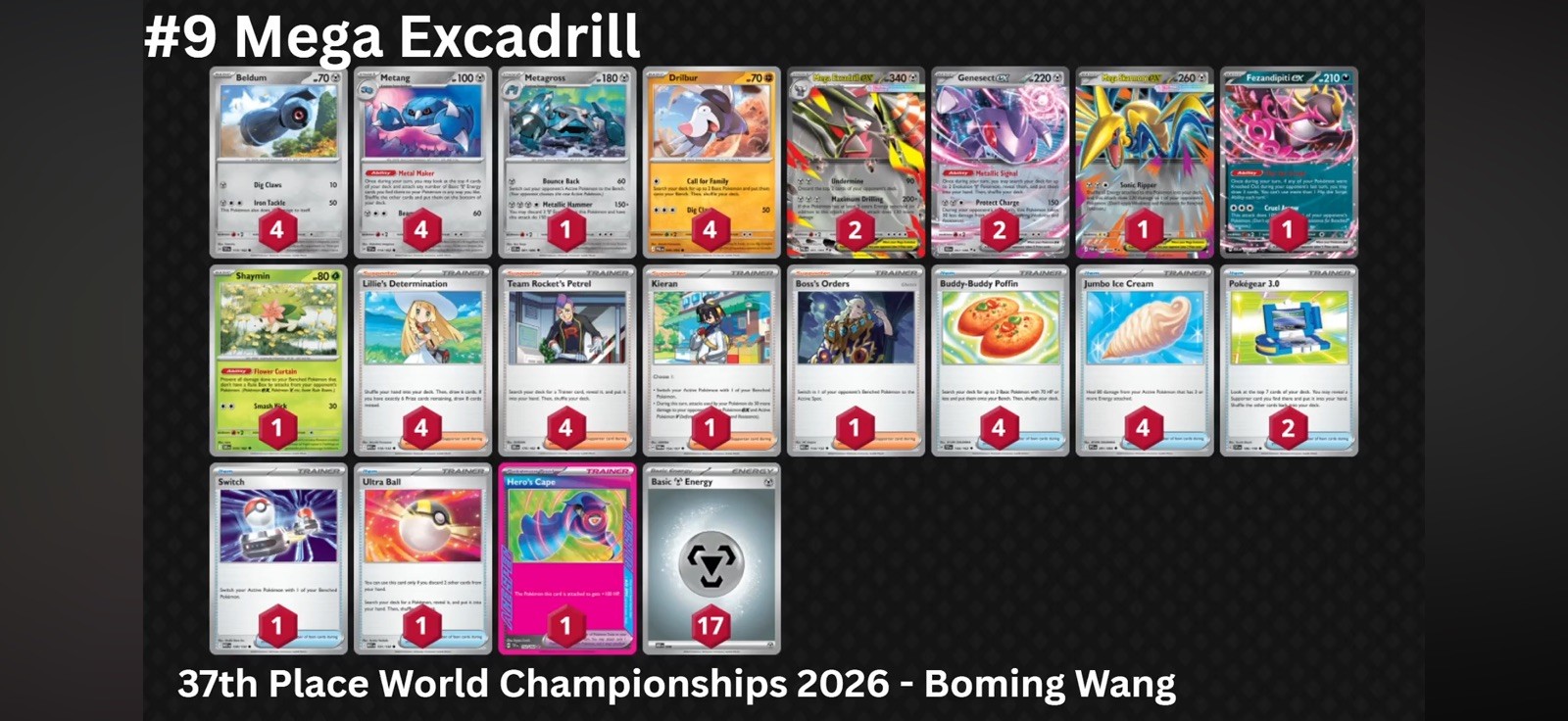 Mega Excadrill EX Deck – 2026 World Championships List Tournament Ready