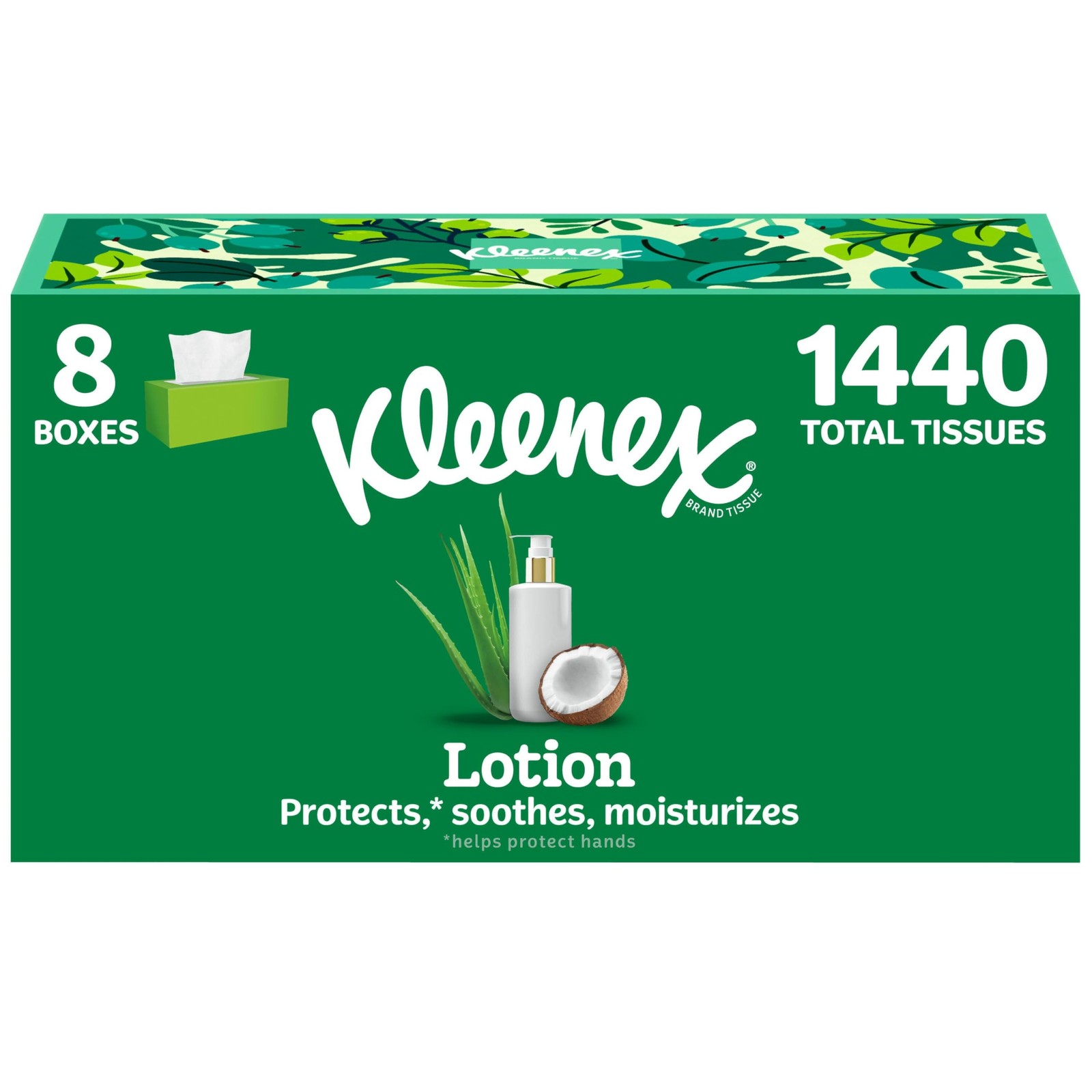 Kleenex Lotion Facial Tissues, 8 Flat Boxes, 180 180 Count (Pack of 8), White
