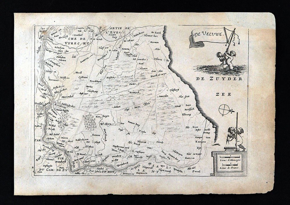 1696 Colom Map The Veluwe & Zuyder Sea Gelderland Arnhem Apeldoorn Netherlands