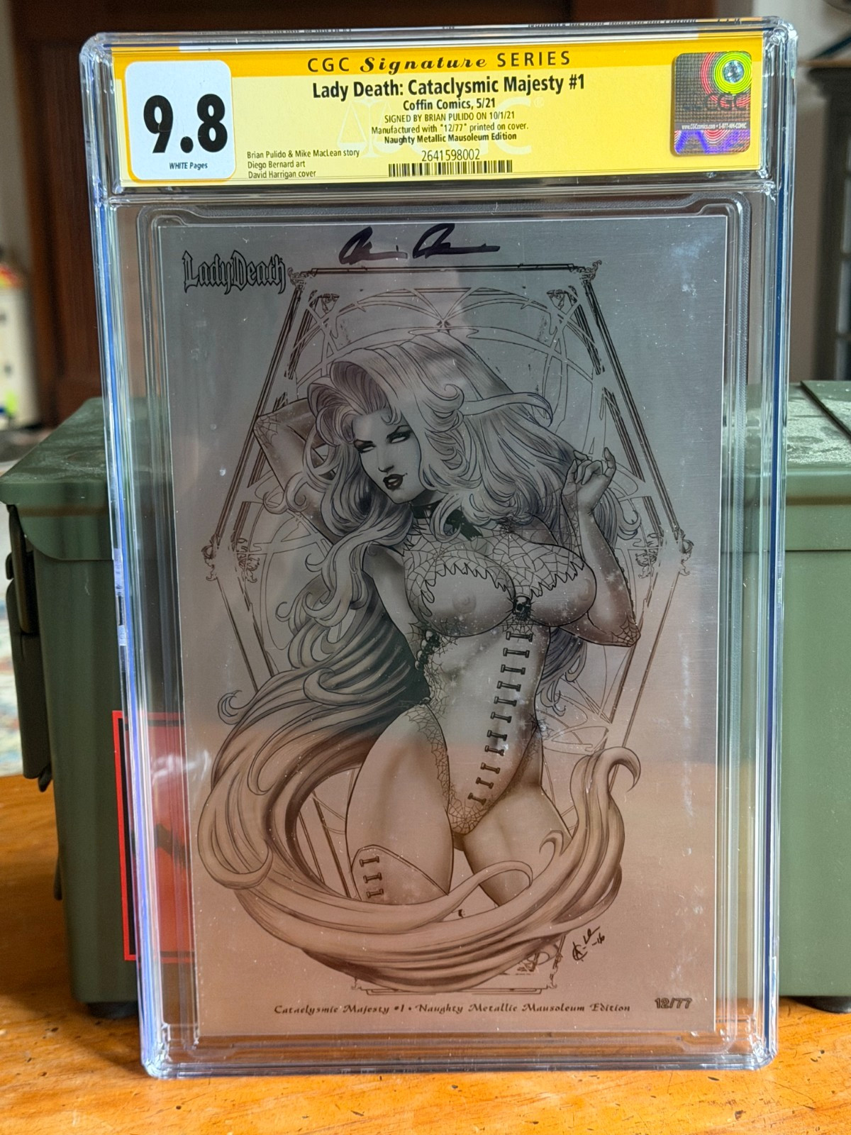 Lady Death Cataclysmic Majesty #1 Naughty Mausoleum Metal LE 77 CGC SS 9.8