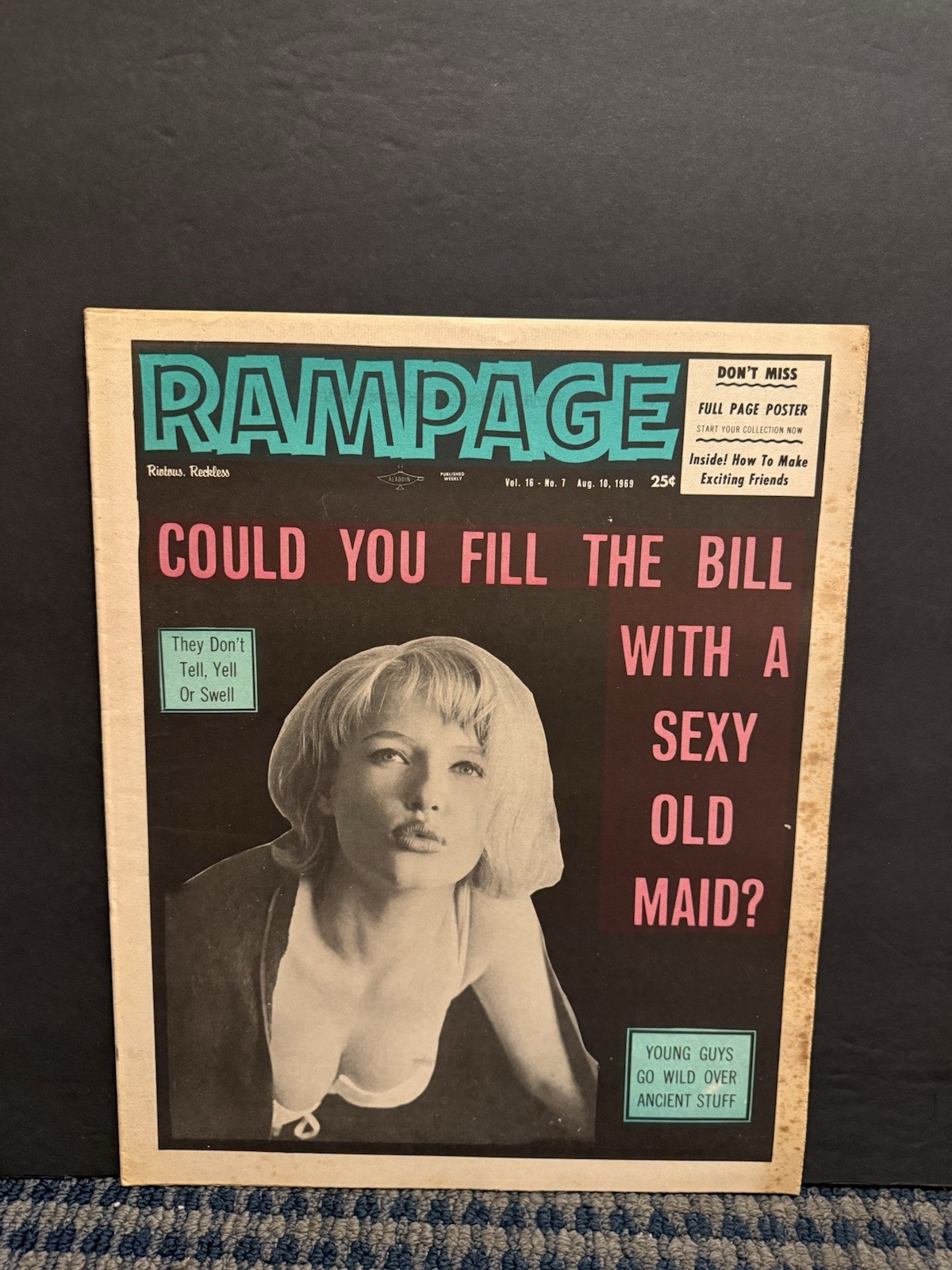 1969 Aug 10th RAMPAGE Newspaper, Sexy Old Maid, Full Page Centerfold (10V)-2