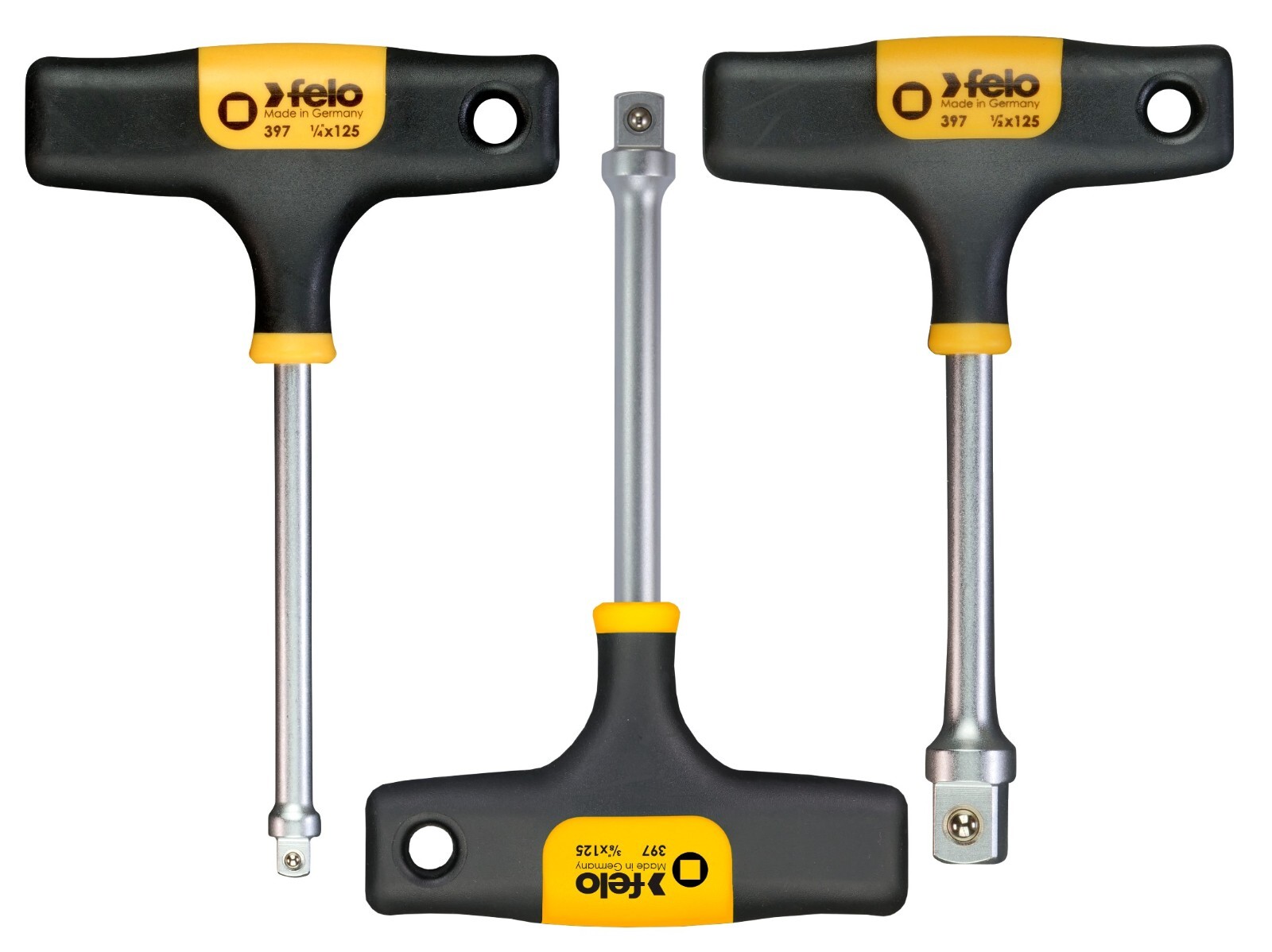 Felo 3pc 1/2, 3/8, 1/4 Drive T-Handle Socket Adapter Nut Driver Spinner Handle Felo 3pc 1/2, 3/8, 1/4 Drive T-Handle Socket Adapter Nut Driver Spinner Handle