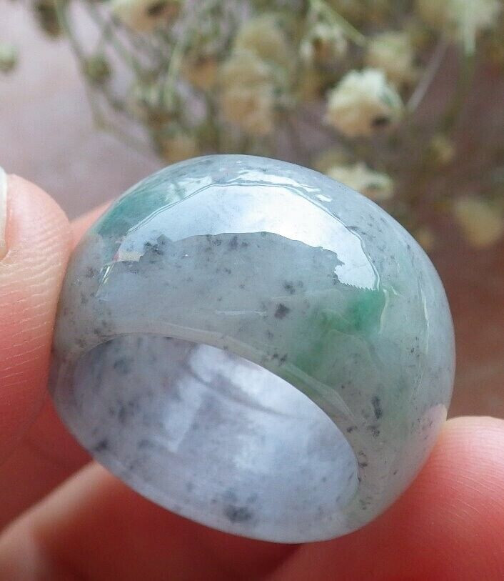 Video Certified Green Natural A JADE Jadeite Circle RING USA. 6.25 戒指 414940 VS