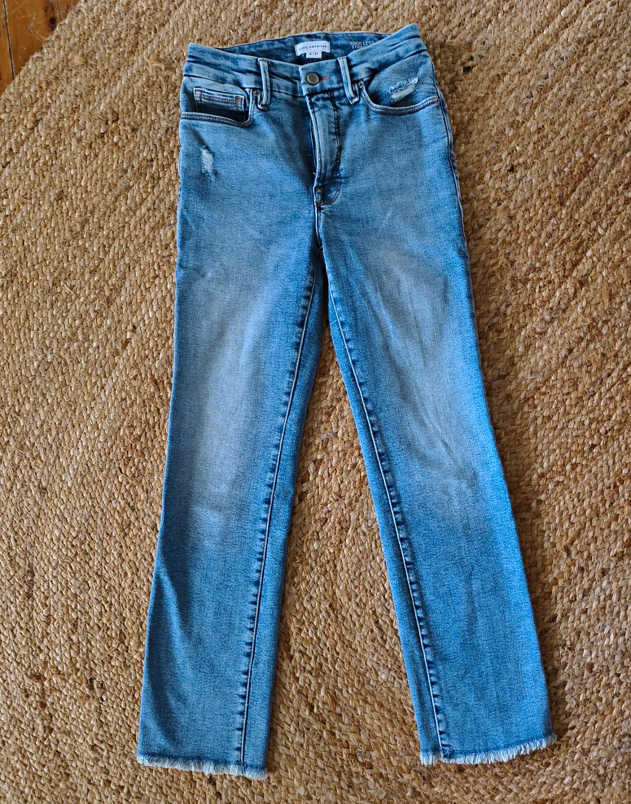 Good American Good Legs Straight Denim Jean Mid Rise Good American Good Legs Straight Denim Jean Mid Rise