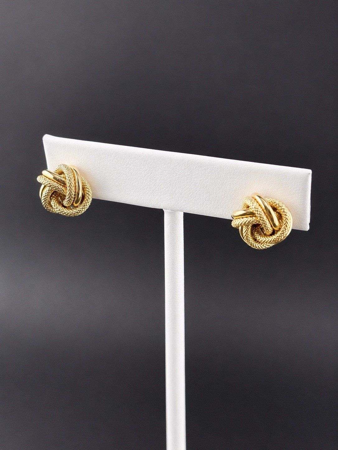 100% Real 14k yellow gold love knot earrings, Size 12MM