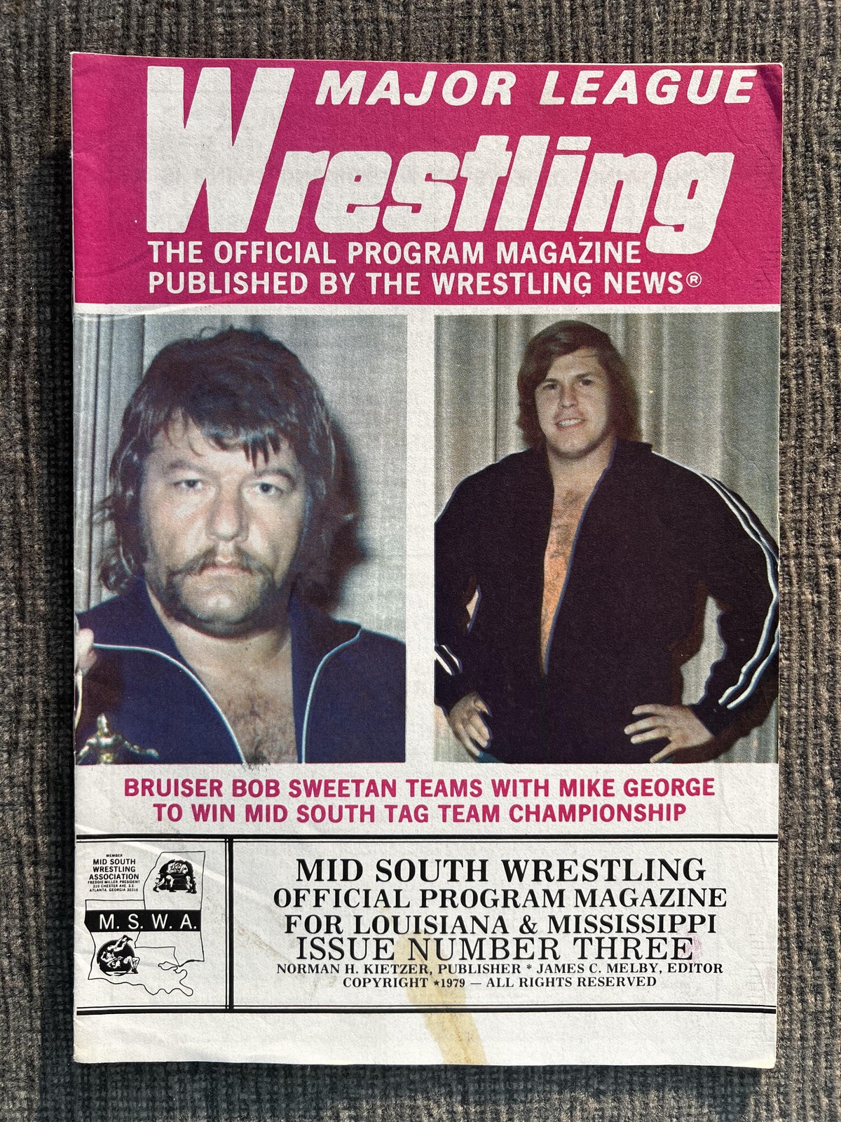 Vintage 1979 Major League Wrestling Mid South Program Bruiser Bob Sweetan #3