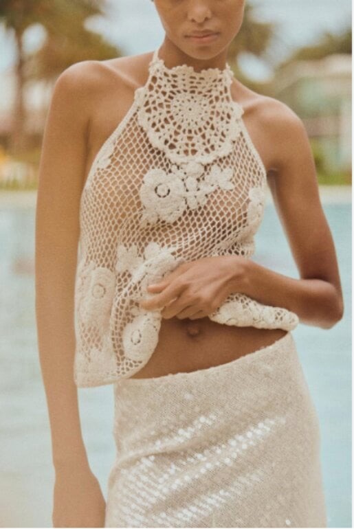 ZARA Crochet Halter top 1014/337 medium