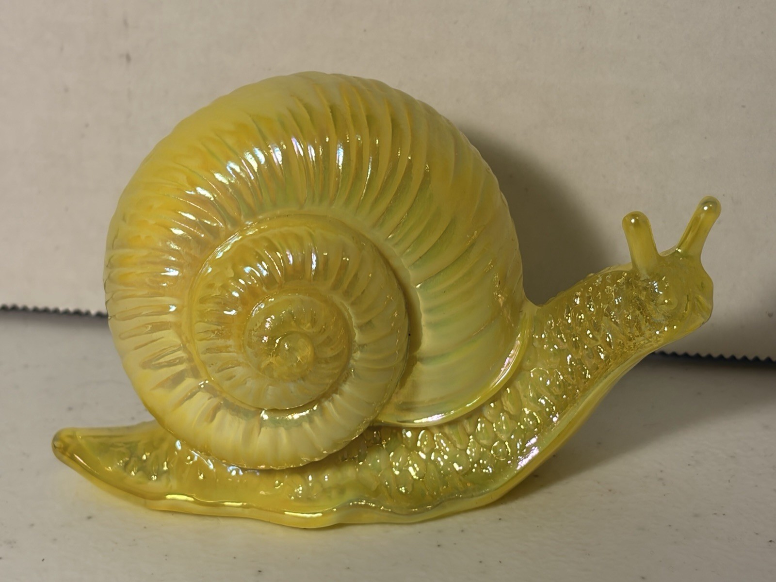 Fenton Glass Mould Dandelion Yellow Carnival Snail Made by Mosser Glass Fenton Glass Mould Dandelion Yellow Carnival Snail Made by Mosser Glass