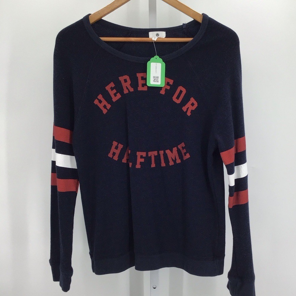 Sundry Women\'s Sweater Graphic Navy Blue Red Cotton Blend Size 1