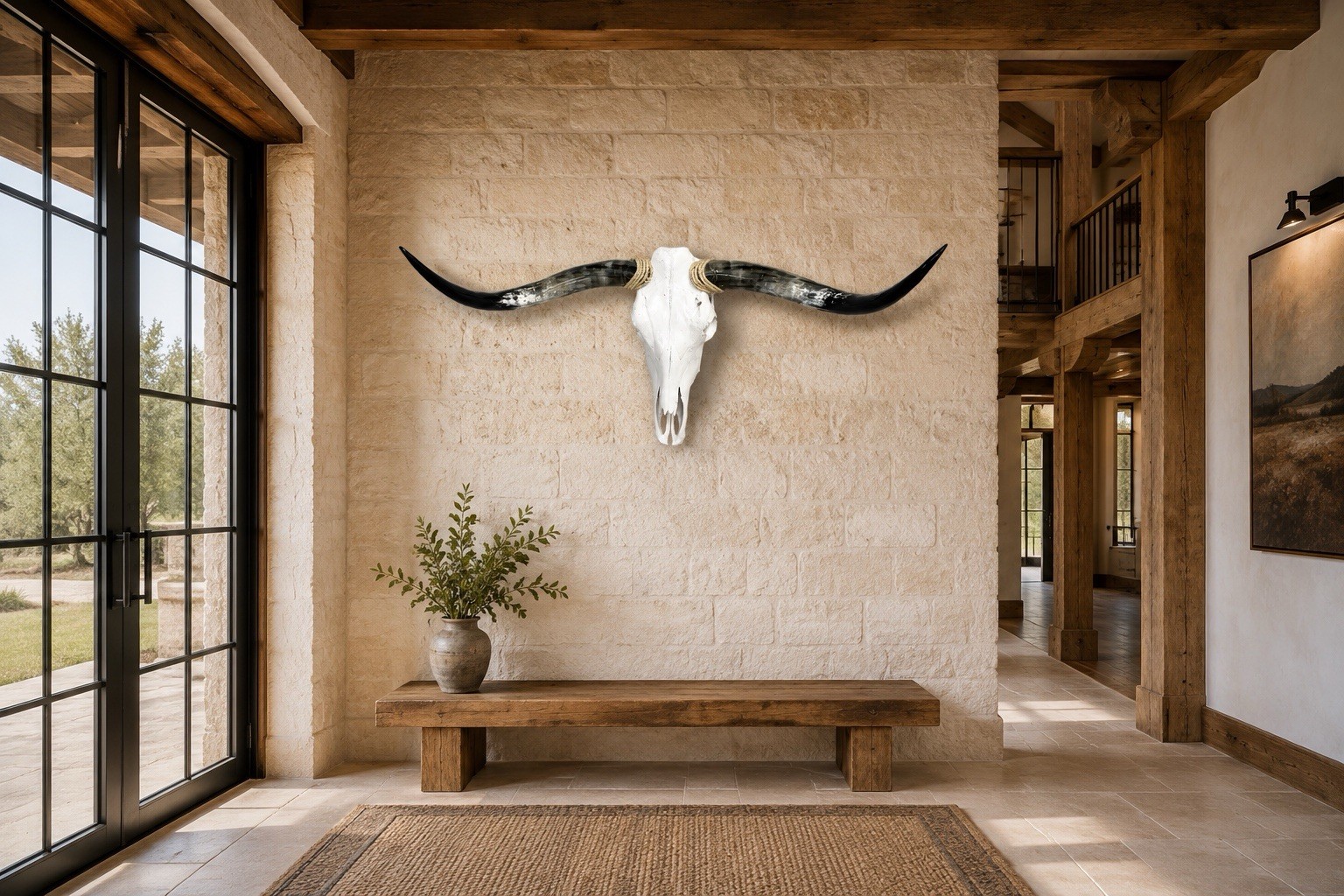 Authentic Longhorn Skull 41 Inches Wide Mounted Bull Horn Western Wall Decor