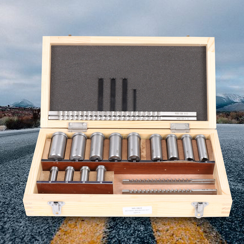 New 22 Pcs Hss Keyway Broach Set (metric) Broach B-4,5mm C-6,8mm Bushing 12-30mm