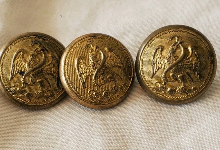 Antique 19th C. Mexican Military Buttons Lot of 3 Horstmann Bros & Allien NY
