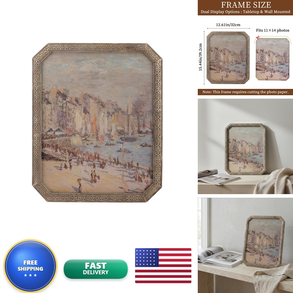 EvruCexul 11x14 Vintage Silver Picture Frame - Antique Victorian (Silver, 11X14)