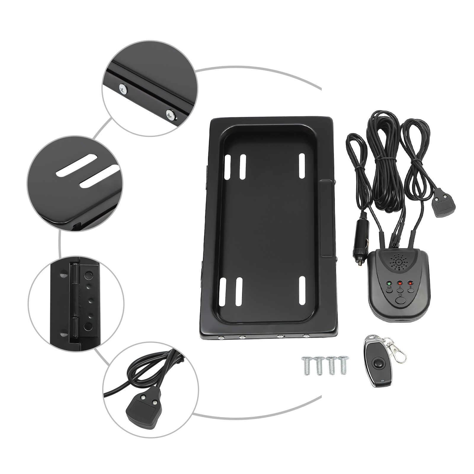 Electric License Plate Frame Remote Control Flip Up Cover US Standard 12V