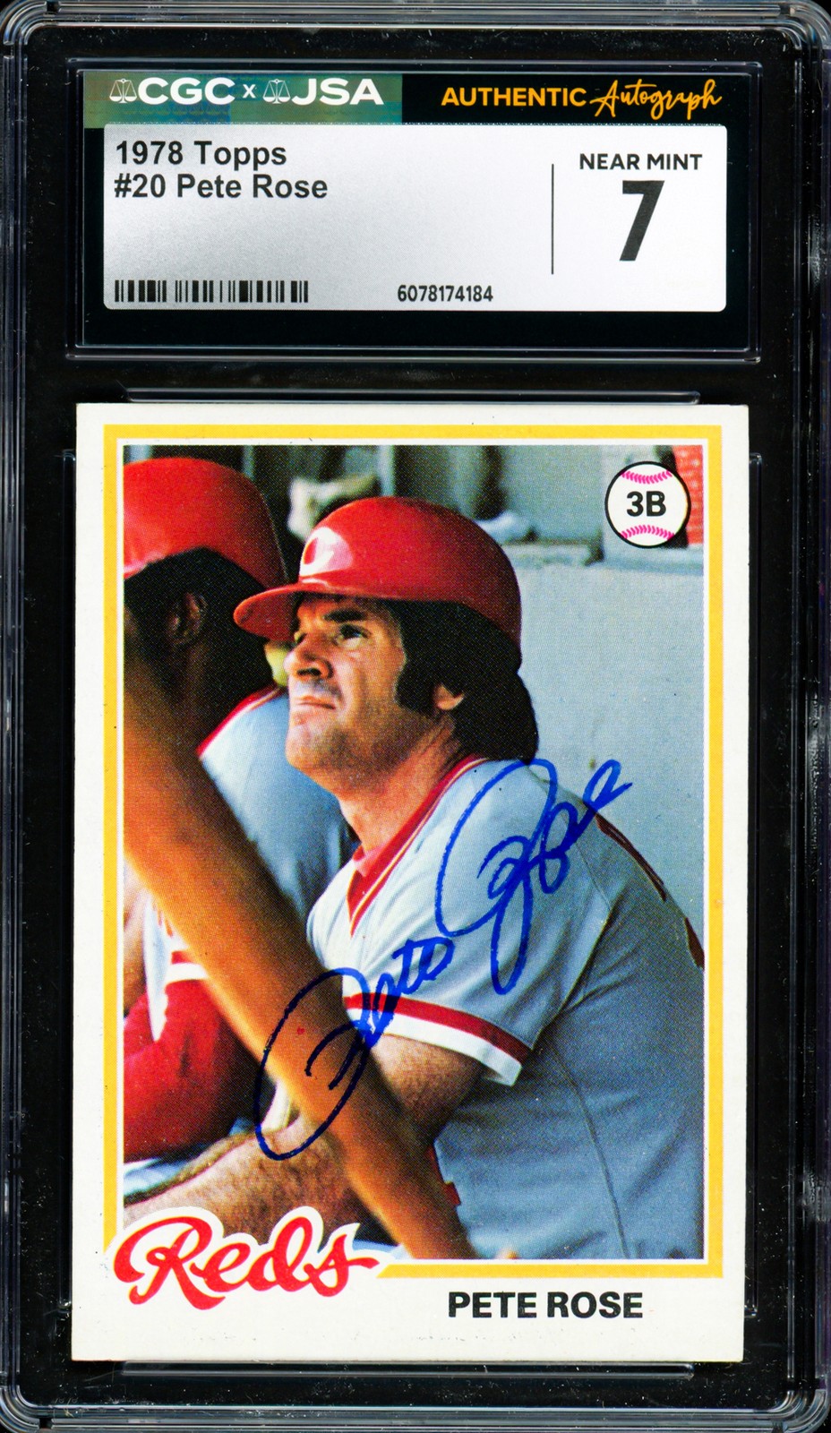 Pete Rose Signed 1978 Topps Card #20 Cincinnati Reds CGC x JSA 7 CGC x JSA