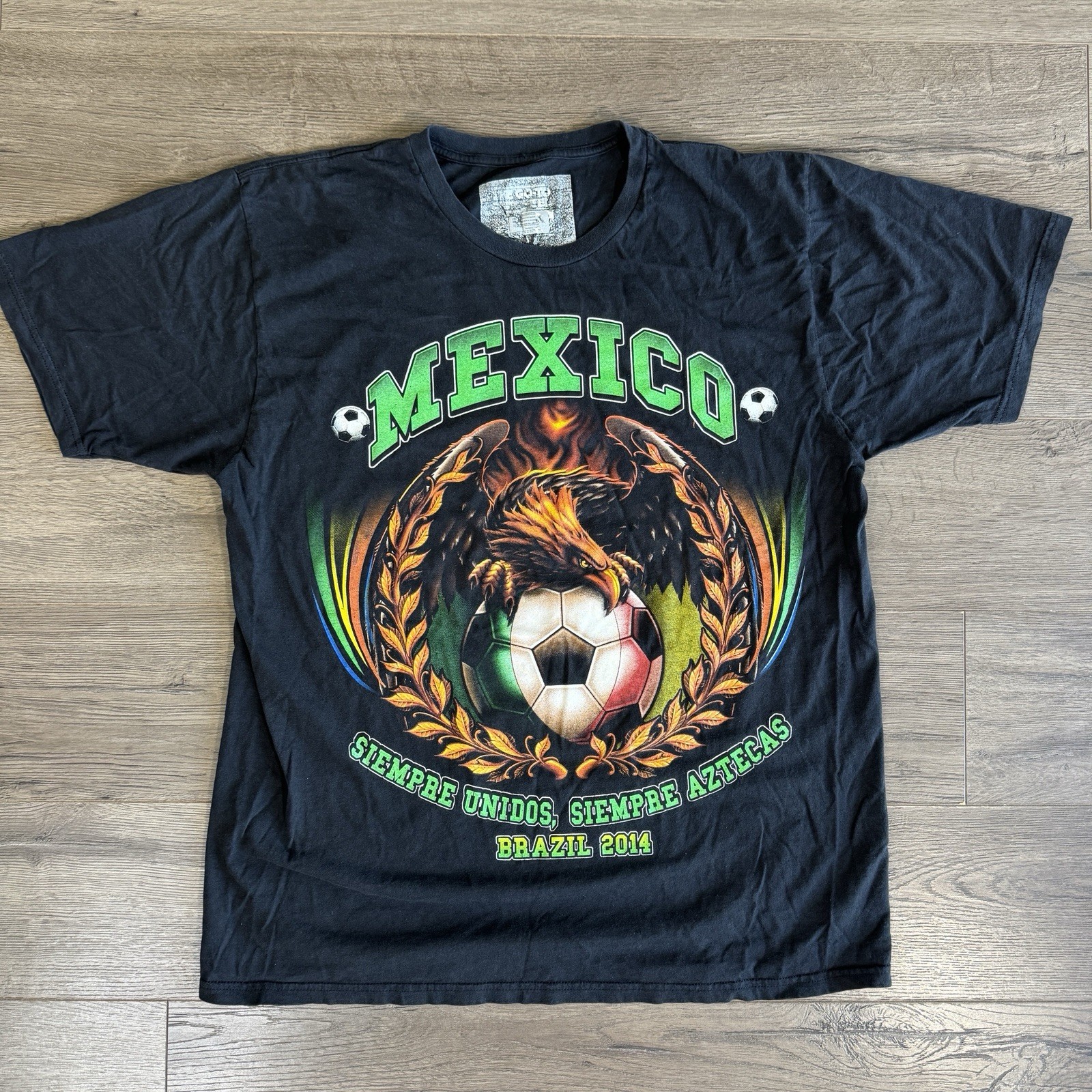 Vintage Mexico World Cup 2014 T Shirt Men Large L Black Siempre Unidos Aztecas Vintage Mexico World Cup 2014 T Shirt Men Large L Black Siempre Unidos Aztecas