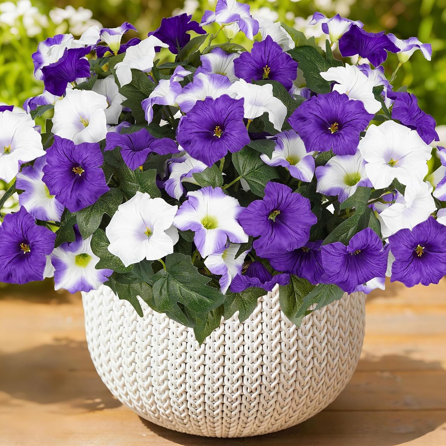 6 Bundles UV Resistant Faux Flowers for Outdoor Planter Decor