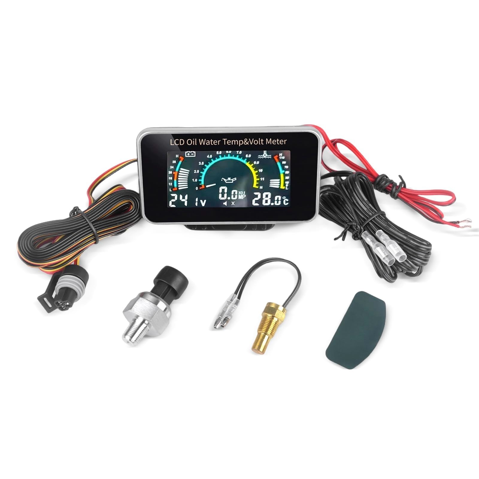 Auto Car LCD Meter Digital Oil Pressure Voltage Water Temperature Gauge 3-in-1