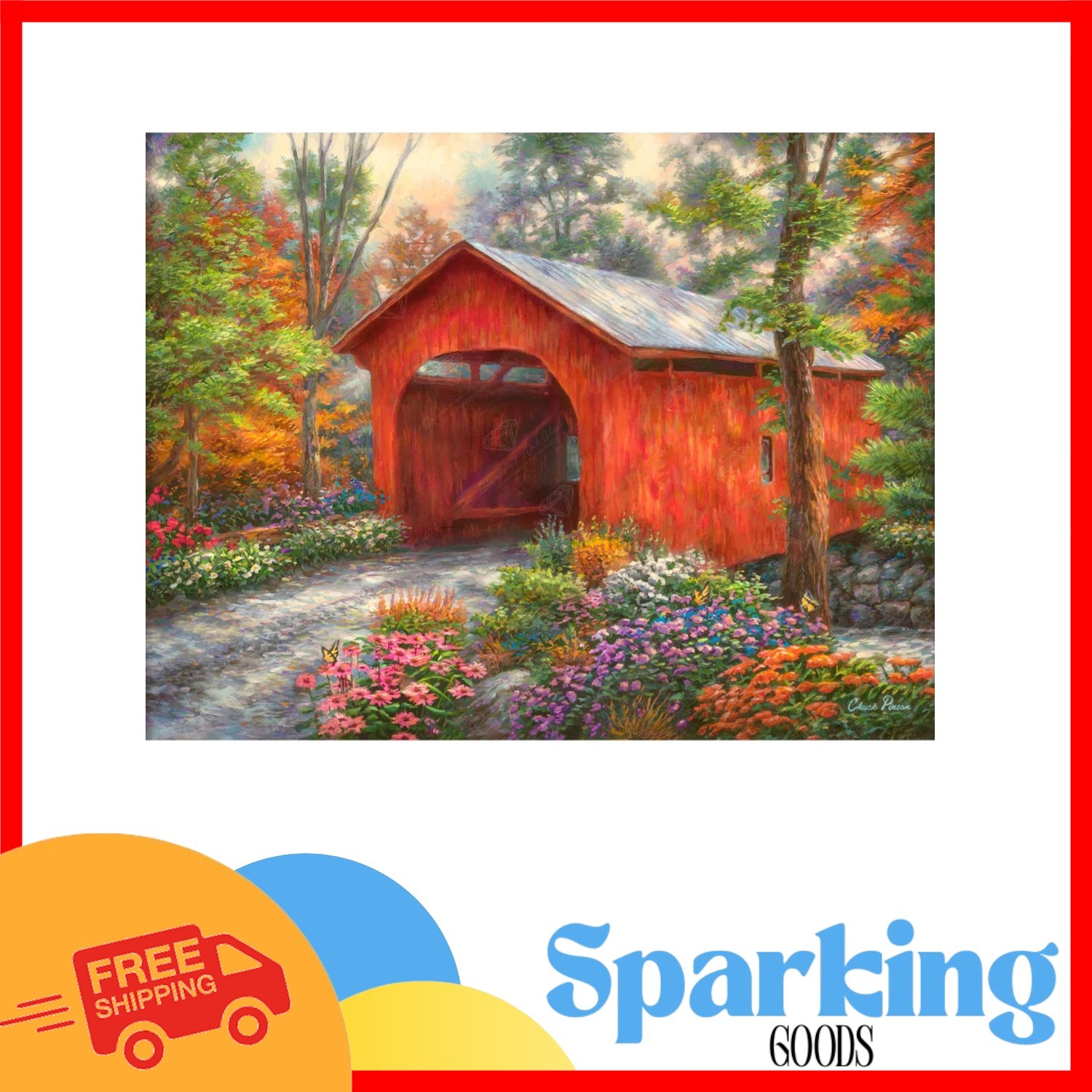 Engaging Round Diamond Painting Kit for Adults - Chuck Pinson\'s Floral Art