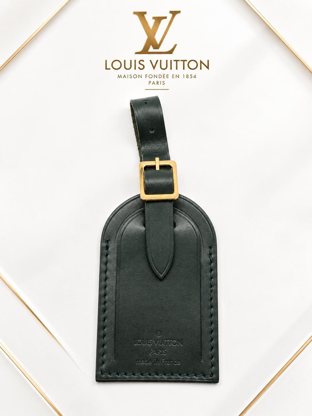 Authentic Louis Vuitton Black Leather Luggage Tag Authentic Louis Vuitton Black Leather Luggage Tag