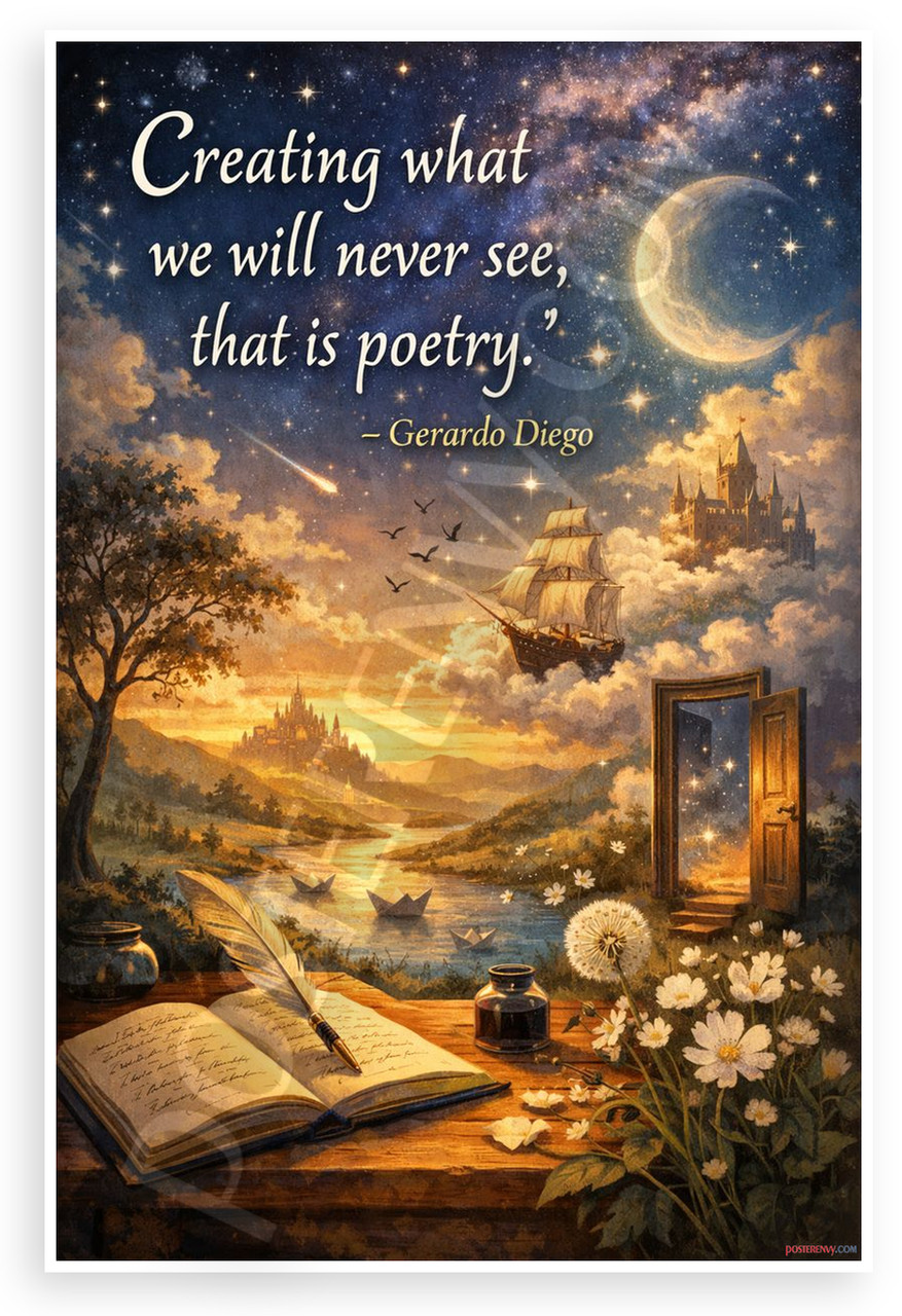 Gerardo Diego Creating What We Will Never See Poetry 12x18 Poster