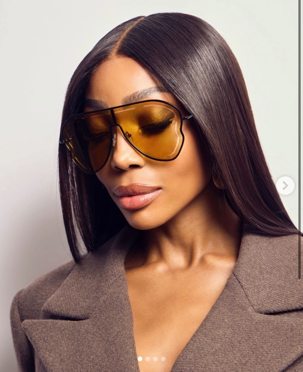 Linda Farrow MW266 Oversized Shield Yellow Sunglasses 134‑0‑140