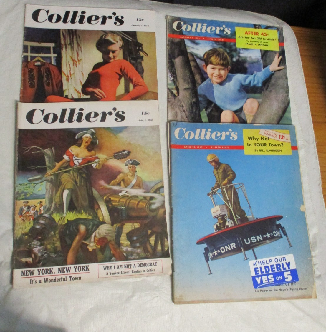 4 Vintage Collier’s Magazines 1950/1955 Advertisements Fashion History