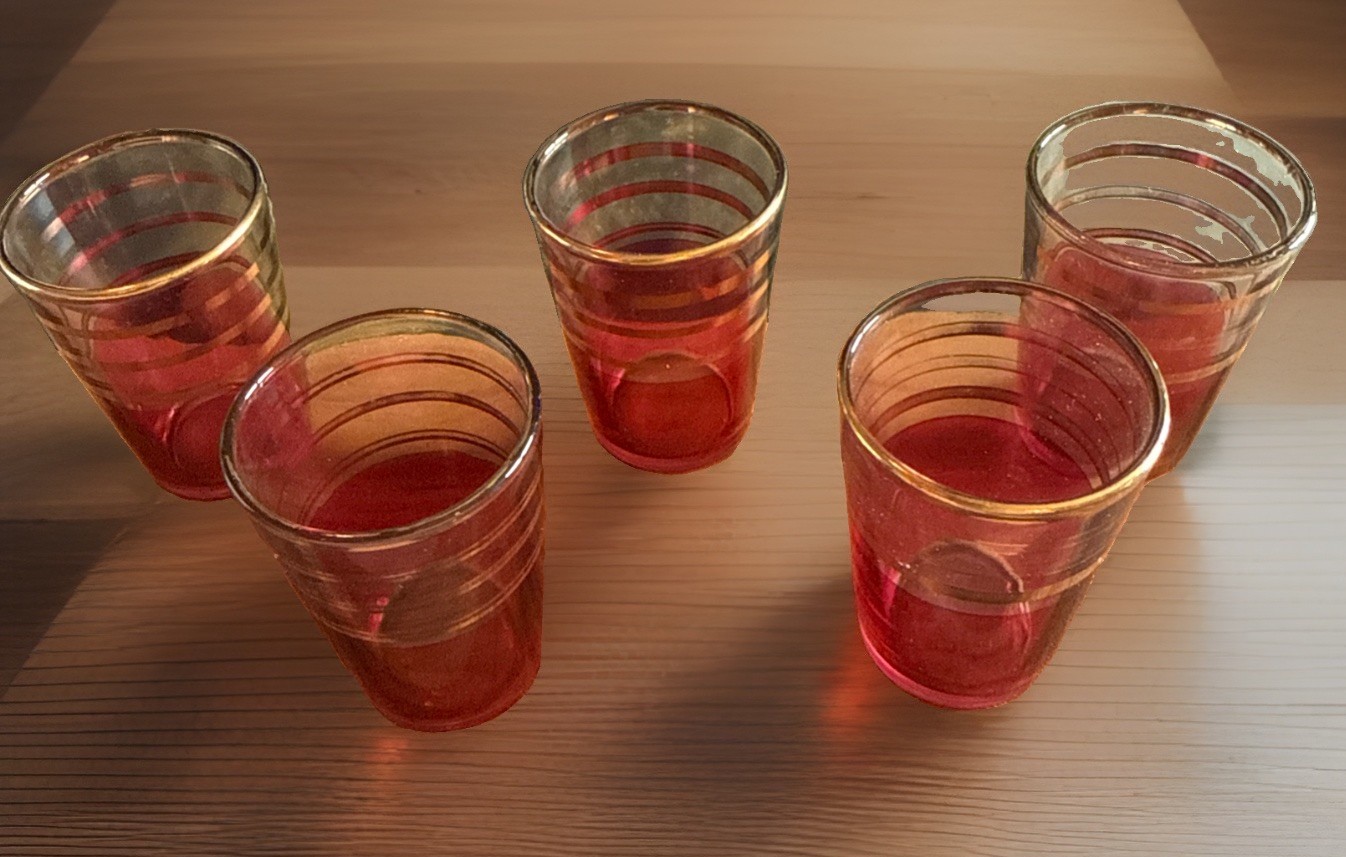 MCM Vintage 6 Pink And Gold Striped Shot glasses 