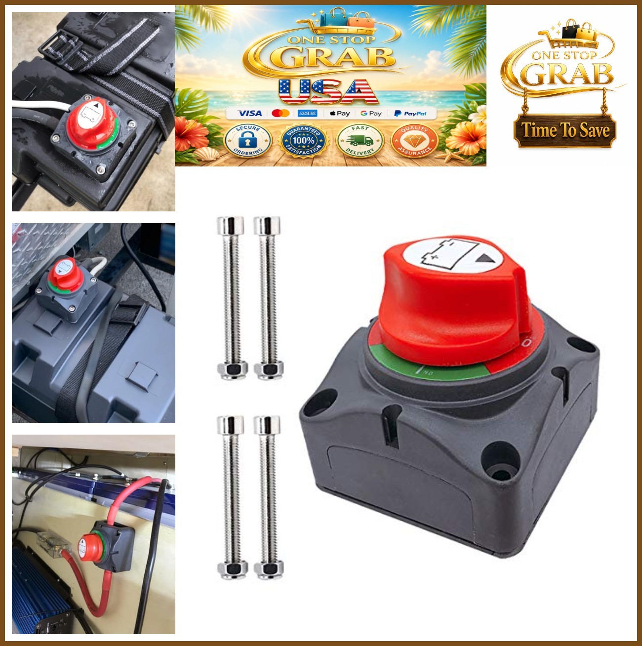 Battery Disconnect Switch 12V 48V On Off 275A Continuous Marine RV Car Boat