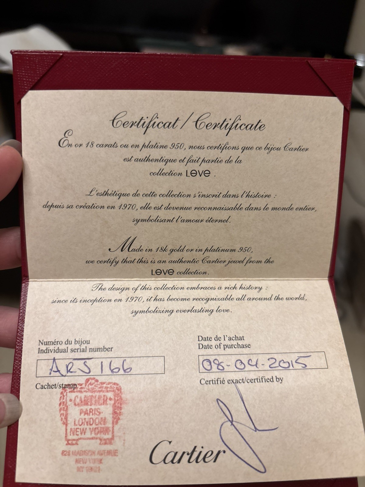 Authentic Cartier Love CUFF In 18k Yellow Gold Authentic Cartier Love CUFF In 18k Yellow Gold