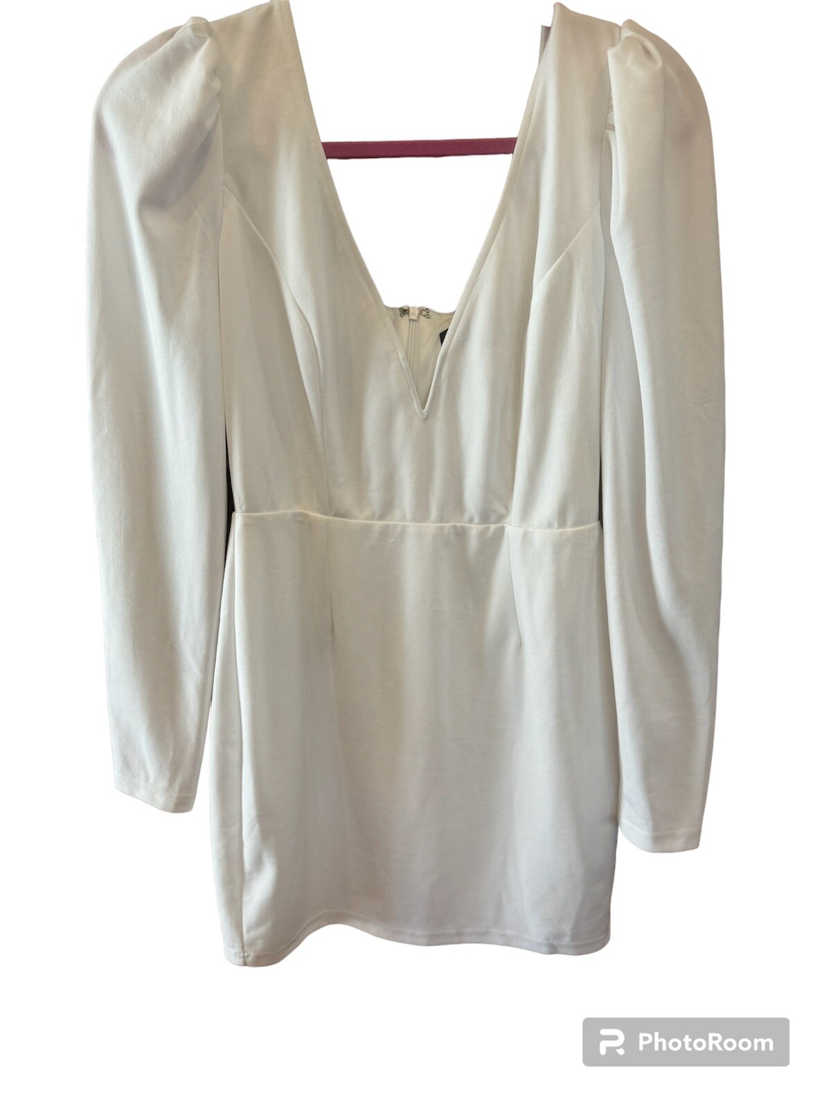 Lulus Bodycon Mini Dress Size M White Treasure Forever Long Sleeve Sexy Low Cut