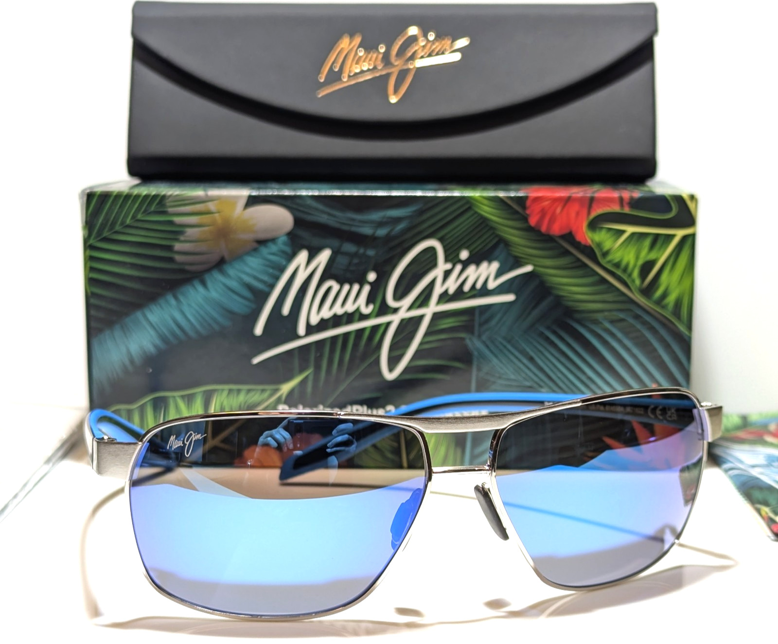 Maui Jim The Bird Chrome Aviator Polarized Blue Hawaii Lens Sunglasses B835-17A