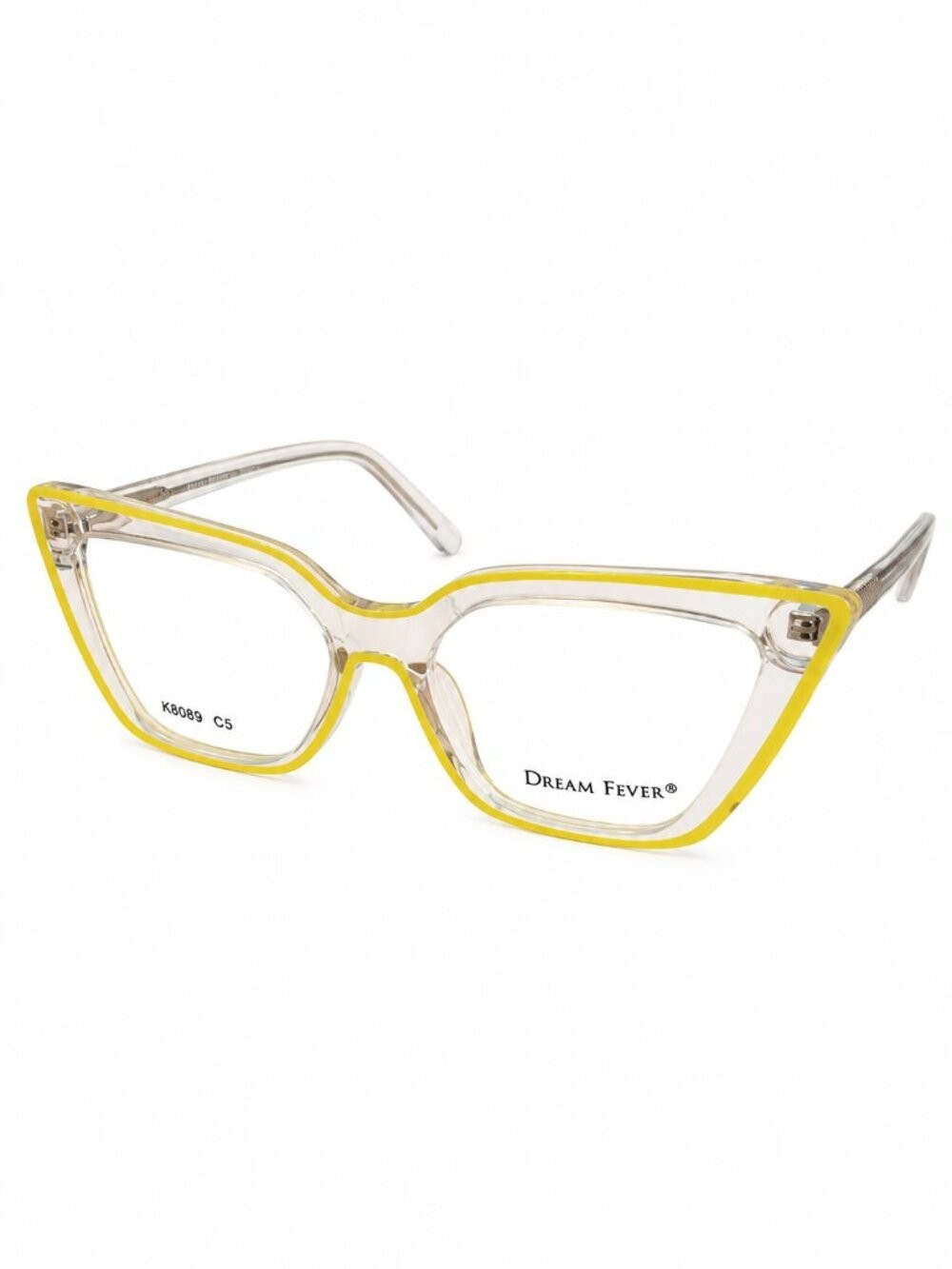 Dream Fever K8089 C5 Yellow/Clear Eyeglass Frames 53-17-142 Dream Fever K8089 C5 Yellow/Clear Eyeglass Frames 53-17-142