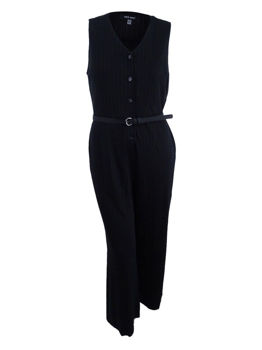 Nine West Women\'s Pinstriped Jumpsuit Nine West Women\'s Pinstriped Jumpsuit